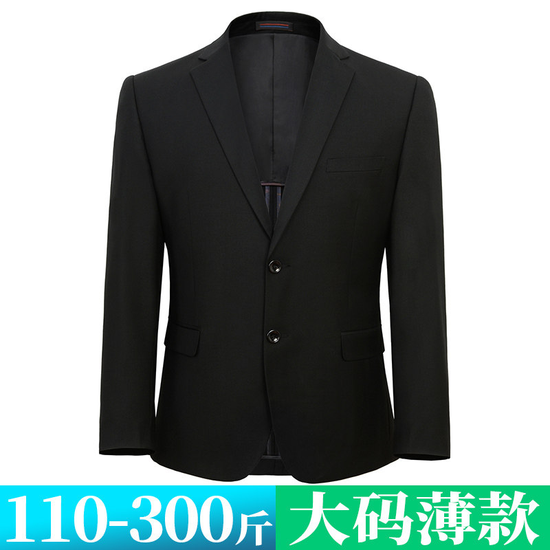 薄款加肥加大宽松胖子大码西装套装男黑色西服外套商务正装轻薄夏图片