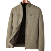 加绒加厚夹 中老年人男士 爸爸纯棉外套秋冬季 立领铺棉外套中年男装