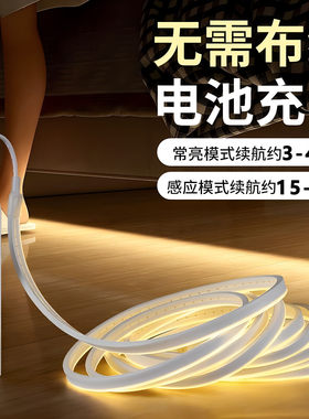 led智能灯带人体感应小夜灯免布线光感灯条充电插电氛围橱柜床下