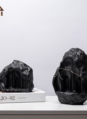 新中式禅意博古架假山树脂雕塑摆件样板间客厅茶几茶室家居装饰品