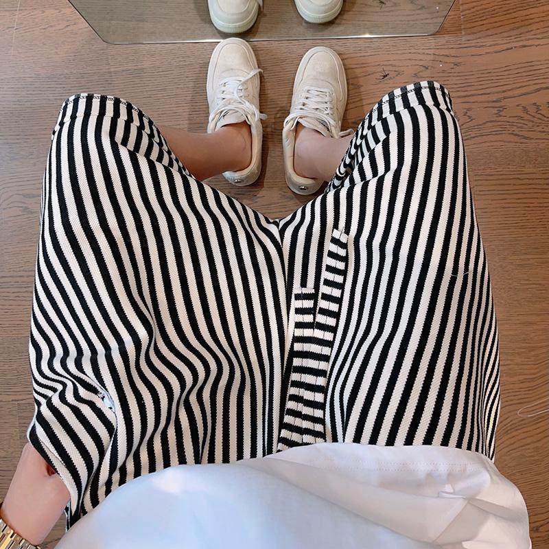 300斤大码男装夏季潮牌高街宽松黑白竖条纹百搭宽松短裤男五分裤2,男装,短裤,淘宝优惠券,粉丝福利购,淘宝优惠卷