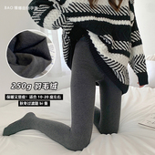 黑色百搭丝棉竖条纹薄绒款 款 秋冬袜 袜不掉档春秋季 孕妇托腹内搭裤