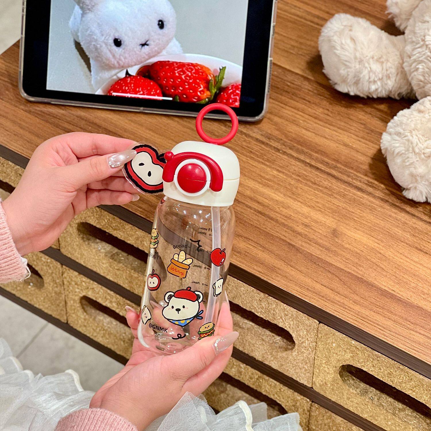 玻璃杯女高颜值高硼硅耐高温孕妇水杯牛奶杯便携吸管杯子上学专用