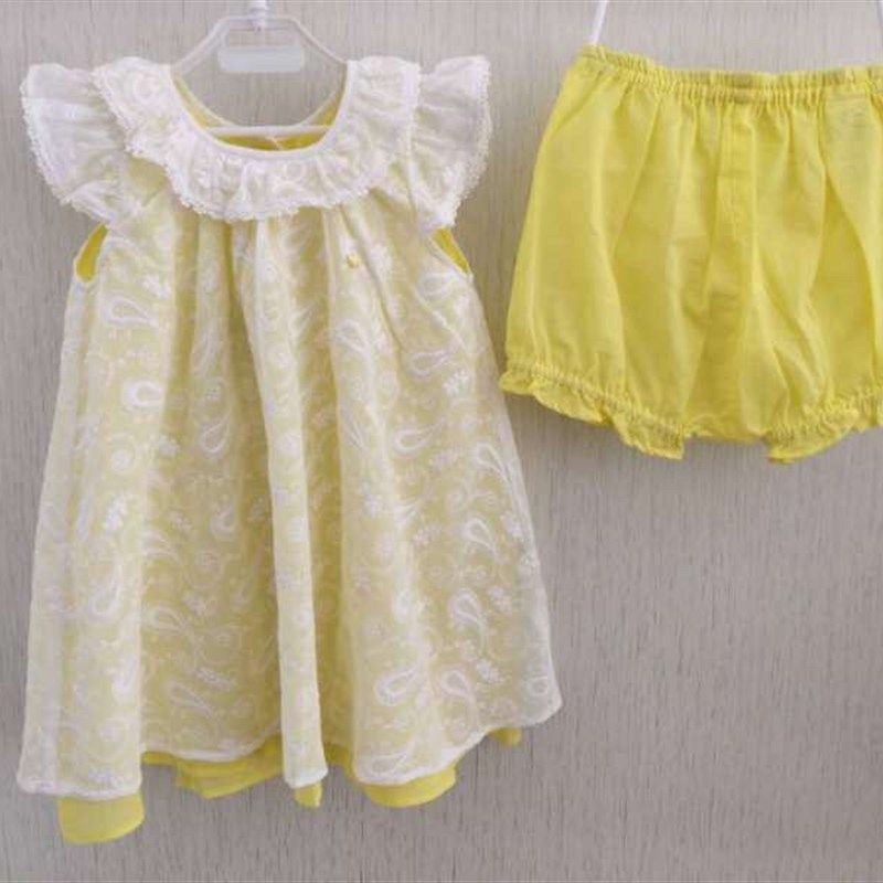 韩国童装 夏新款女童宝重工刺绣纱精致甜美连衣裙 短裤仙气套装