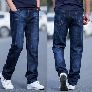 宽松裤 男厚款 加肥大码 百搭直筒裤 潮 秋季 弹力休闲秋冬牛子裤 牛仔裤