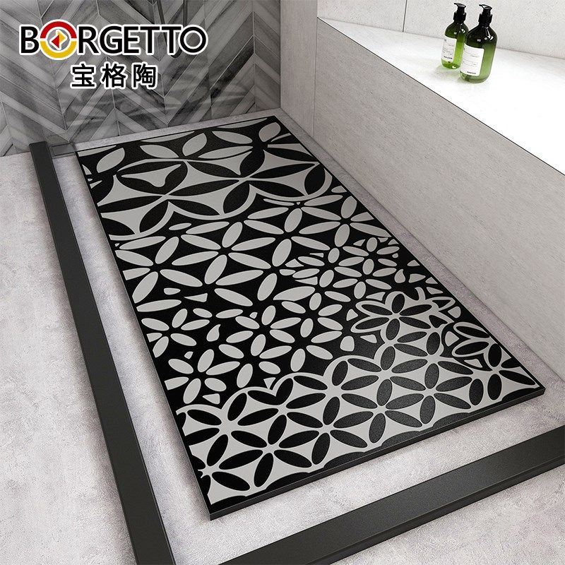 定制淋浴房脚踏石抽象花瓣浴室防滑石地砖卫生间淋浴间地板石瓷砖