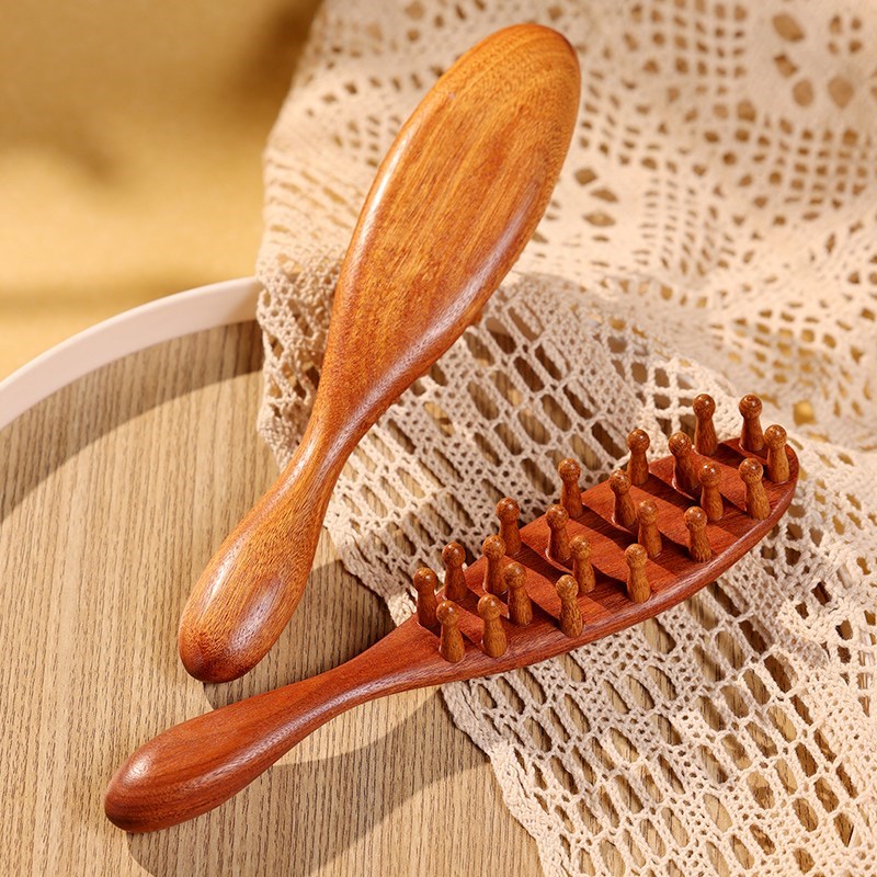 头皮按摩梳刮痧经络疏通头部神防静电头疗工器具通用天然檀木梳子