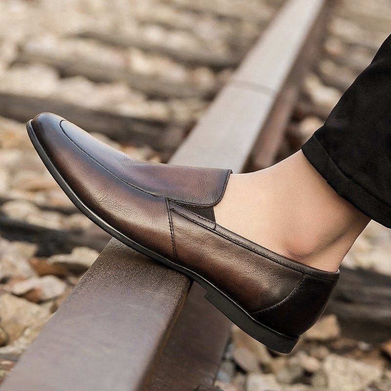 英伦风皮鞋男真皮夏季透气软底小皮鞋潮男士商务休闲一脚蹬豆豆鞋,流行男鞋,单鞋,淘宝优惠券,粉丝福利购,淘宝优惠卷