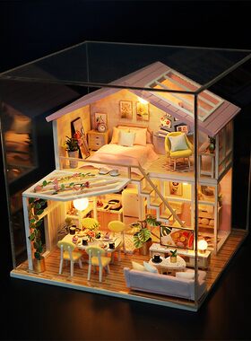 复式阁楼女生礼物DIY小屋蜜语时光木质手工拼装别墅模型情人表白