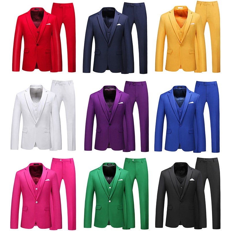 彩色西服三件套男商务正装西装套装主持红色外套新郎白色结婚礼服,男装,西服套装,淘宝优惠券,粉丝福利购,淘宝优惠卷