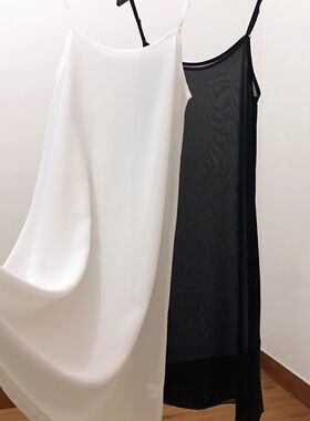 白色衬裙里衬打底裙子薄款长裙内衬连衣裙大码防走光雪纺吊带裙女