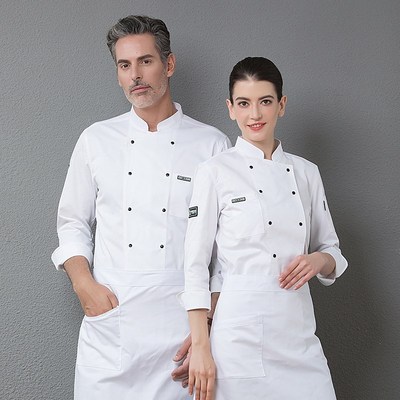 酒店厨师工作服男长袖秋冬装西餐厅蛋糕店烘焙师后厨房厨师服纯棉
