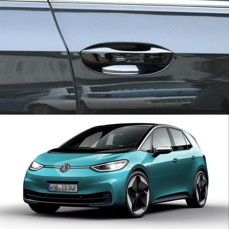 适用于19-23款大众ID.3拉手碳钎纹车门把手亮黑车身亮片贴改装饰