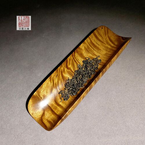 金丝楠木纯手工茶则新款楠木水波纹茶具禅意原木中式实木茶则配件