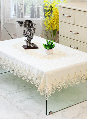 白色蕾丝茶几桌布台布桌垫布艺边客厅欧式长方形餐桌布绿色紫色