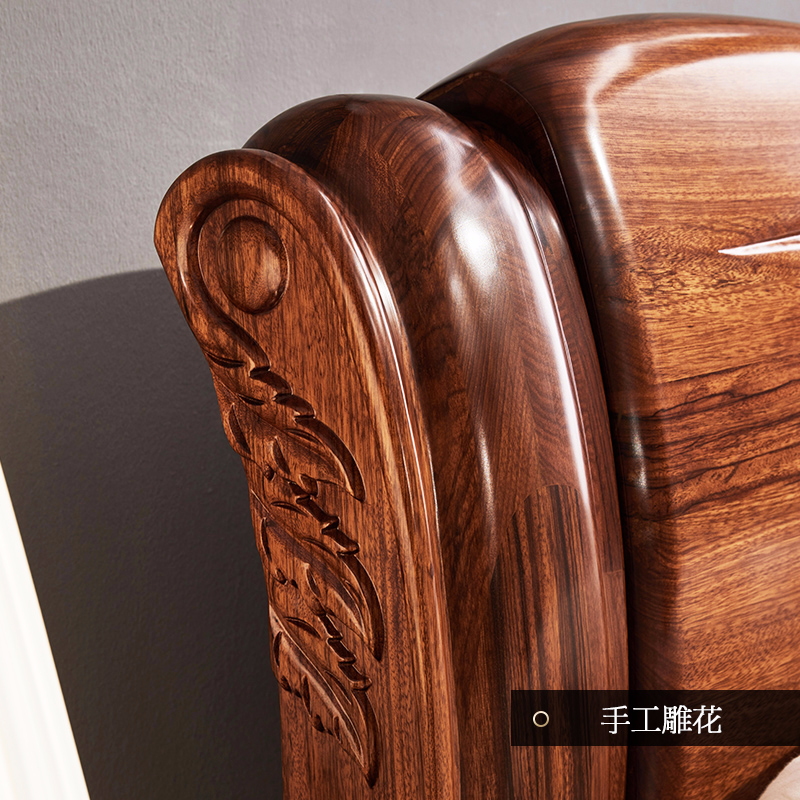乌金木实木床2米x2米大床2.2米现代中式主卧两米二双人全原木家具