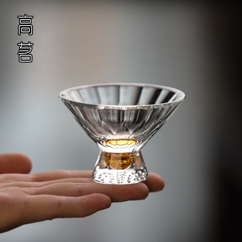 斗笠杯主人杯单杯个人喝茶杯子单个高级水晶玻璃茶盏高端精致