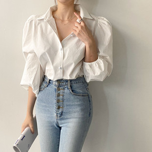 百搭衬衣 泡泡袖 韩国chic 法式
