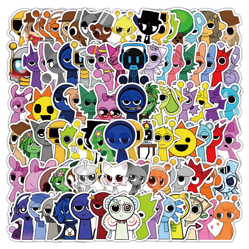 200张节奏盒子贴纸sprunki音乐游戏周边卡通装饰手机行李箱贴画