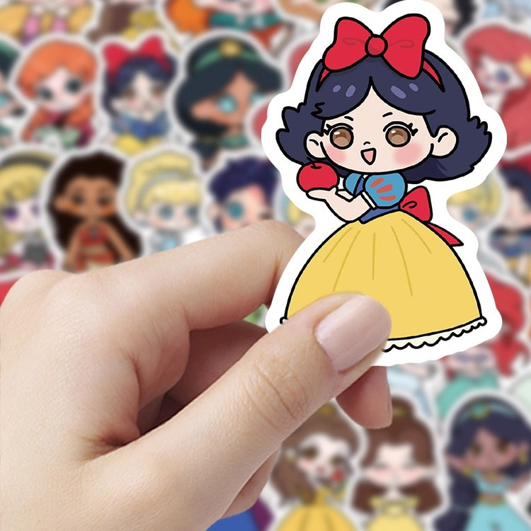 200张迪士尼公主贴纸艾莎等卡通明星Q版儿童装饰行李箱防水贴画