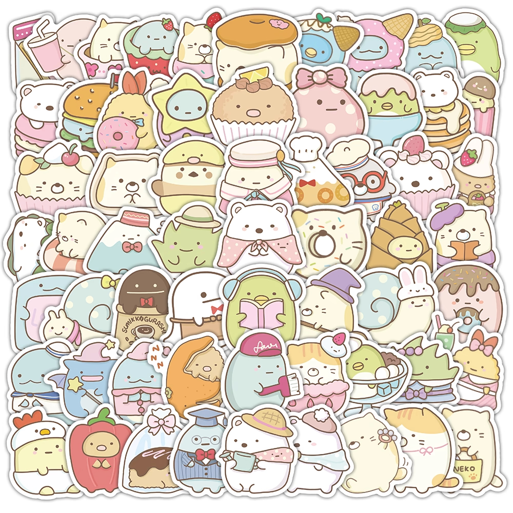 200张角落生物贴纸卡通白熊企鹅炸猪排猫蜥蜴动画周边装饰贴画diy