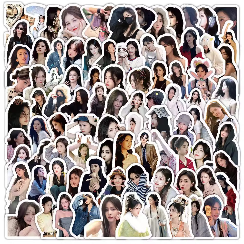 200张白鹿贴纸ins可爱美女高颜值明星周边手账防水桌面装饰贴画