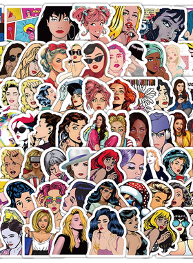 200张PopArt Girl波普女孩贴纸美式艺术插画卡通漫画人物装饰贴画