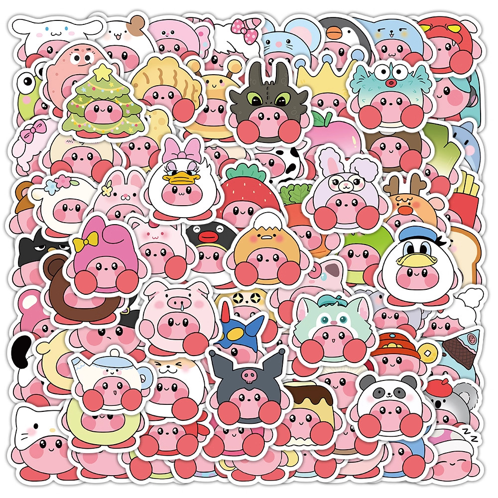 200张星之卡比换装贴纸Kirby卡通动画周边笔记本行李箱装饰贴画