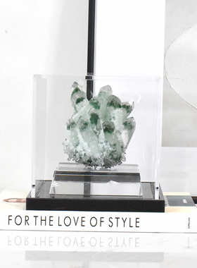 样板间轻奢黑色晶簇水晶摆件客厅玄关床头柜桌面四色软装饰品创意