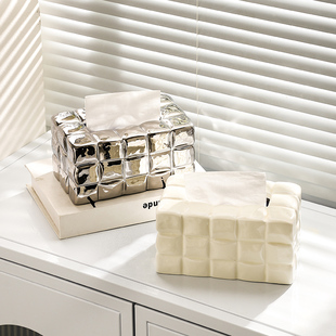 高级感陶瓷纸巾盒家用轻奢客厅餐桌茶几设计感摆件创意餐纸抽纸盒