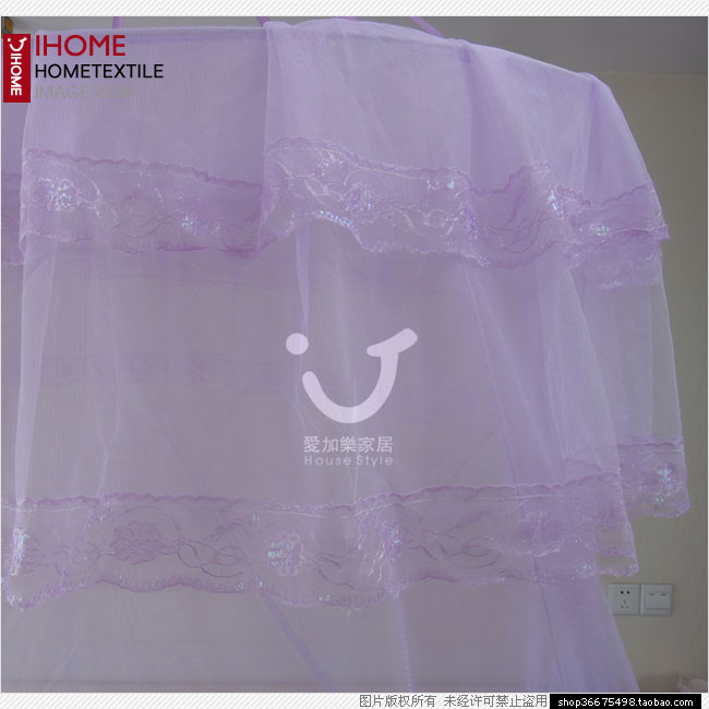 双层蕾丝花边公主圆顶蚊帐吊顶蚊帐家用儿童学生免安装吸顶蚊帐子