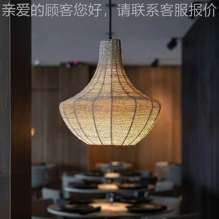 藤编复古吊灯灯馆餐厅民宿藤艺鸟巢式997饭店餐草帽灯罩竹艺竹日