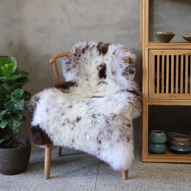 纯羊毛实木椅子沙发垫子毛坐垫皮毛一体木红木春秋椅子靠背皮草席