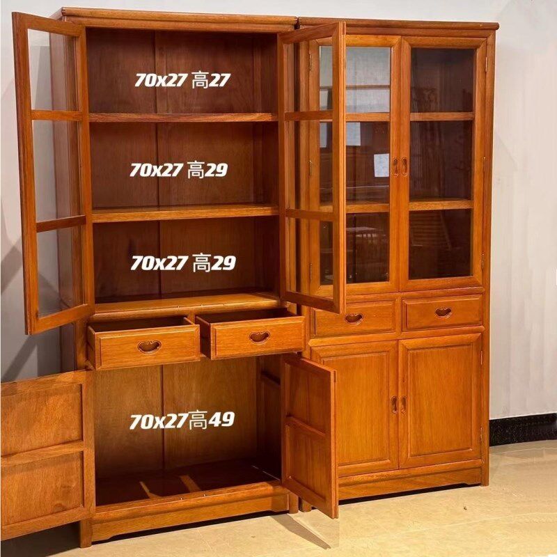 红木家具书柜带门防尘金花梨木全实木隔厅柜全原木展示柜酒柜药柜