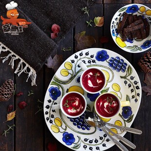 芬兰Arabia黑白紫色硕果陶瓷餐具碗餐盘子马克杯子咖啡杯碟子西餐