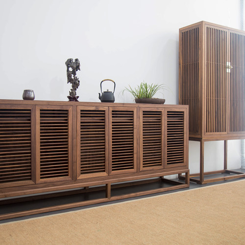 老榆木茶边柜实木茶室新中式茶边柜储物柜门厅柜玄关柜茶桌边柜