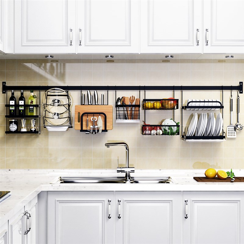 厨房窗户挂杆壁挂式免打孔不锈钢窗台置物架墙上碗架挂件套餐挂架