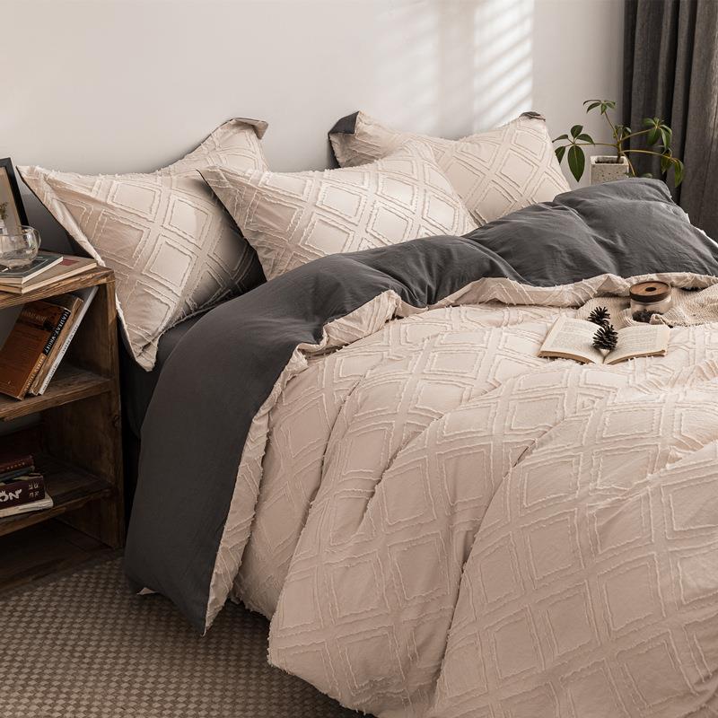 春夏新款韩式水洗棉剪花四件套北欧风四季通用日式床笠款四件套