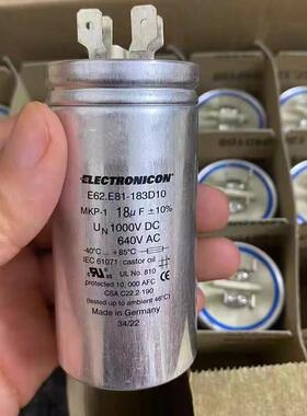 德国原装E62.E81-183D10640V18UF1000VDCELECTRONICON电容器