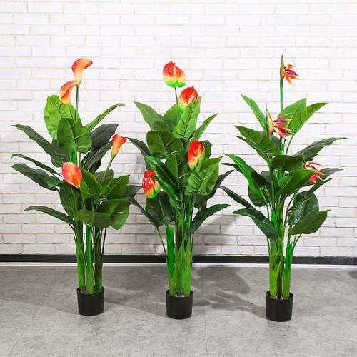 仿真花仿真植物天堂鸟盆栽红掌马蹄莲鹤望兰盆客厅装饰摆件