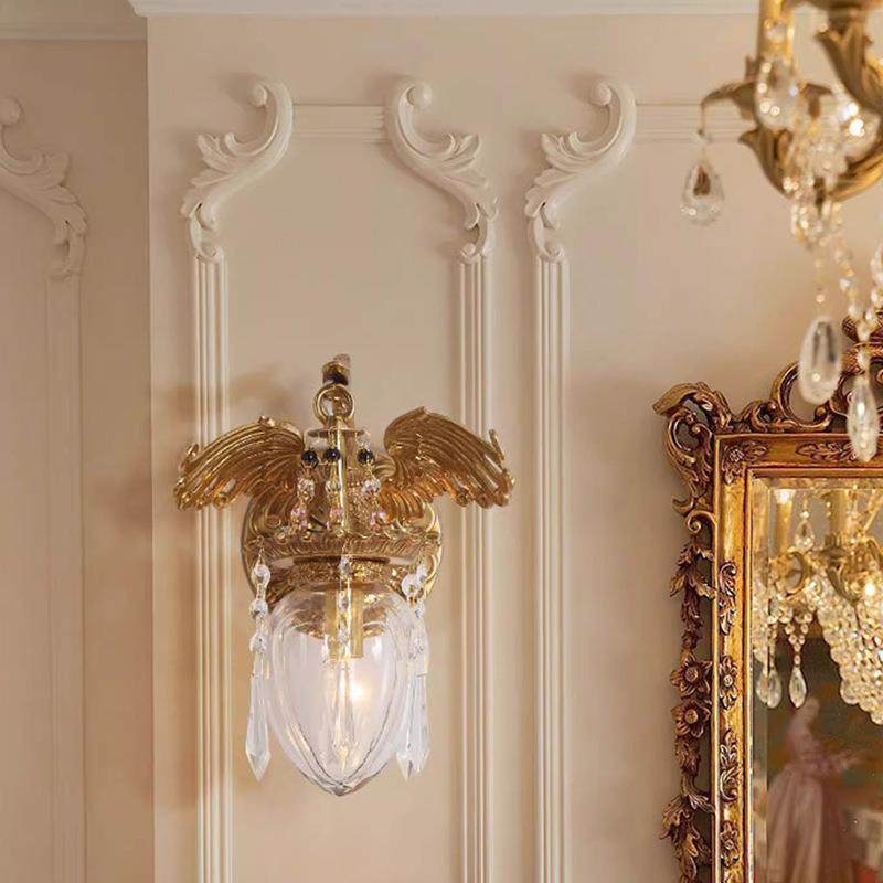 法式壁灯别墅复古大气奢华客厅床头卧室水晶欧式全铜