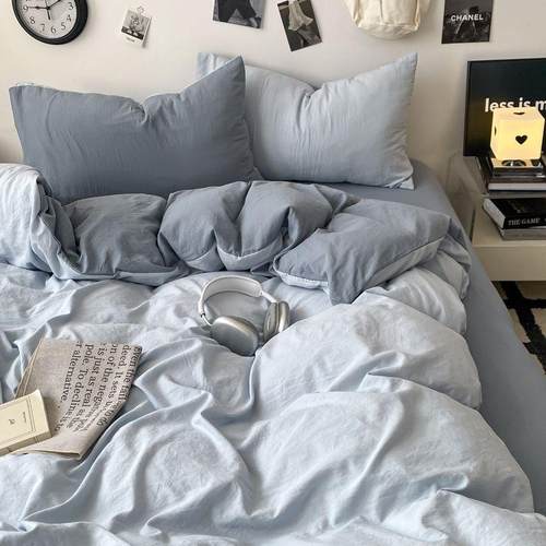 a类超柔软水洗棉被套床单四件套纯色学生床上三件套四季A类母婴级