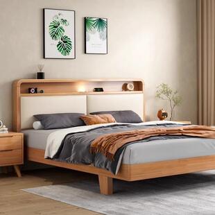 床纯实木床经济小户型现代简约1米8单双人卧室全原木1.5家用床