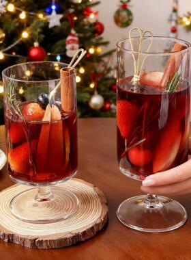 微醺热红酒杯高级感鸡尾酒杯直筒高脚杯香槟葡萄酒杯高颜值玻璃杯