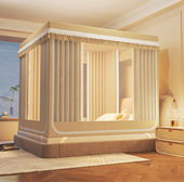 2025新款 纯色全底遮光帘坐床蚊帐家用卧室1.5m 1.8米床幔防摔防尘