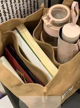分隔帆布包娃多层托特大学通勤TUX包手包提袋妈包妈妈咪包溜袋学