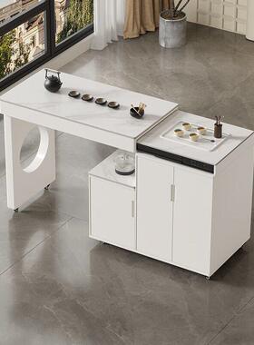 Tal可移动伸缩旋转茶车轻奢烧水壶一体阳台家用小户型岩板茶桌椅