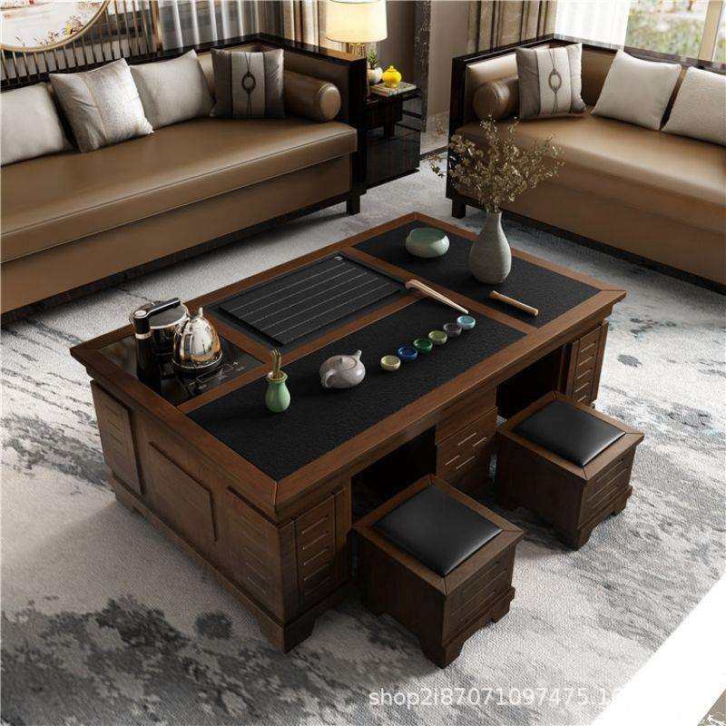 现代岩板功夫实木茶几茶具一体客厅火烧石茶几桌家用办公室泡茶台,3C数码配件,USB灯,淘宝优惠券,粉丝福利购,淘宝优惠卷