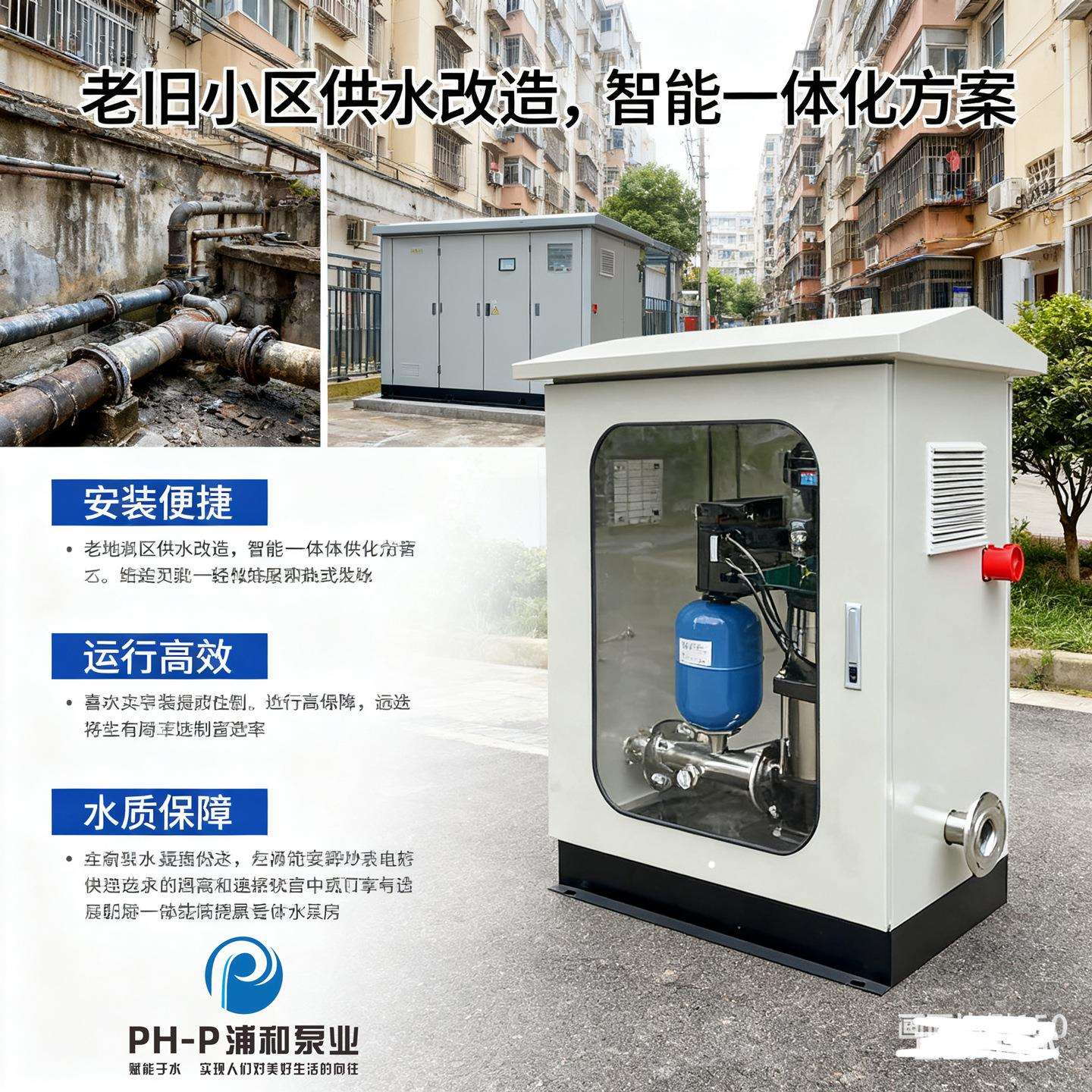 浦和一体化小型智能泵房二次增压供水设备园林灌溉户外智慧泵站