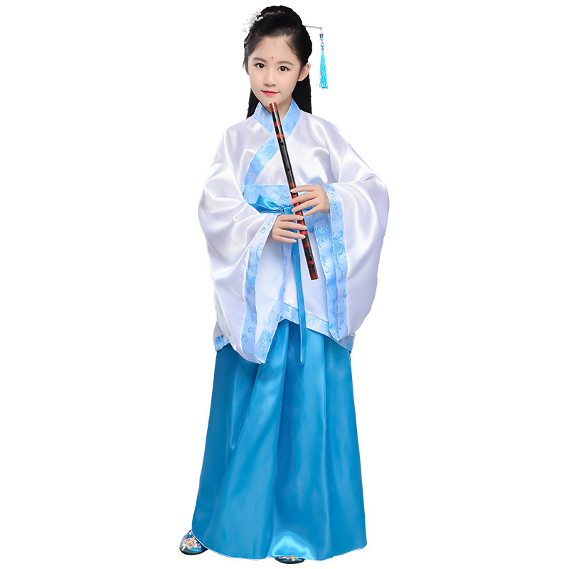 儿童古代仙女服装女童中国风汉服古筝演出小孩女孩公主古装表演夏